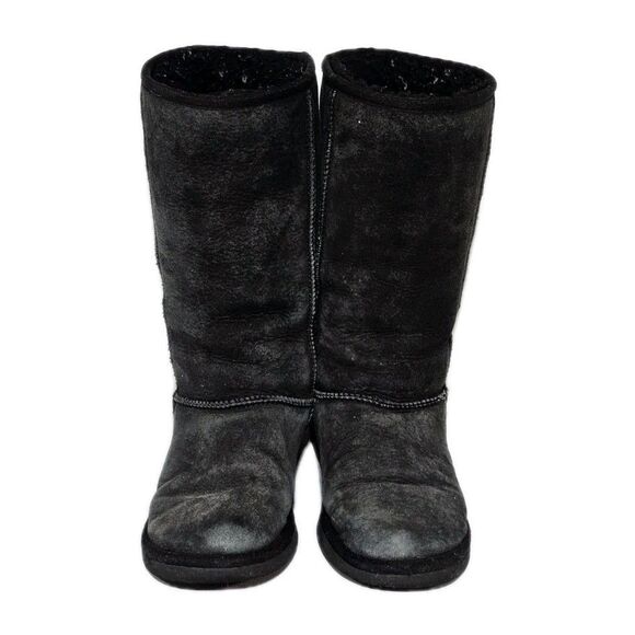 UGG Australia Boots Women's Classic Tall Boots Black Size 7 Leather Sheepskin - Picture 2 of 14